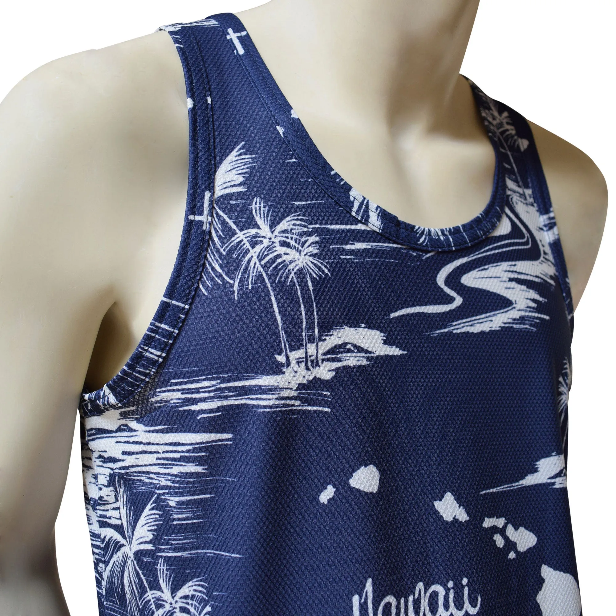 Map 4 Men's Printed Tank Top - Hawaiian All Over Pattern Lightweight Fast-Drying Casual Men Unisex Texture Tank Top