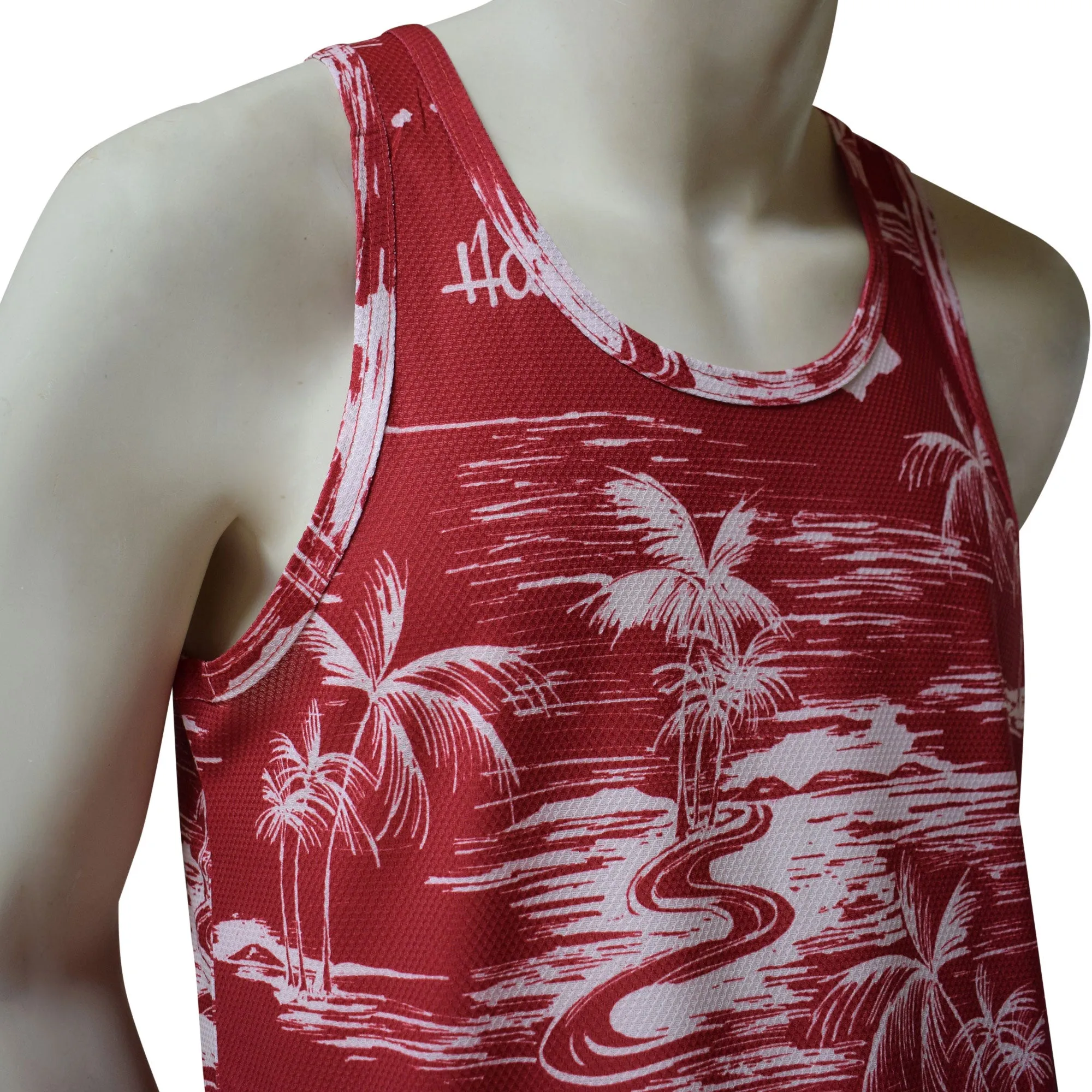 Map 4 Men's Printed Tank Top - Hawaiian All Over Pattern Lightweight Fast-Drying Casual Men Unisex Texture Tank Top