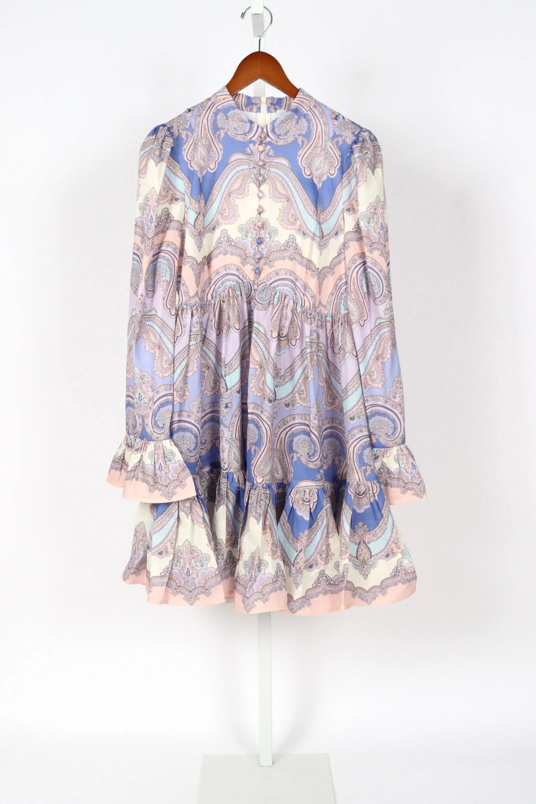 Maxine Long Sleeve Mini Dress - Purple Paisley