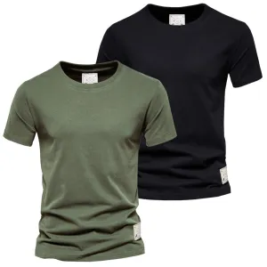 Men's 2 Pack Premium Crew Neck T-Shirts - Black / Green