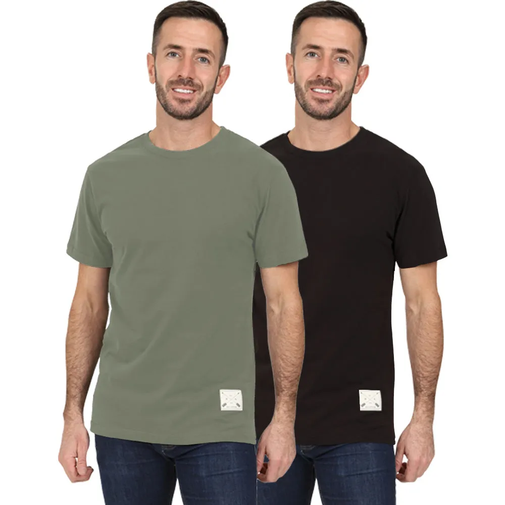 Men's 2 Pack Premium Crew Neck T-Shirts - Black / Green