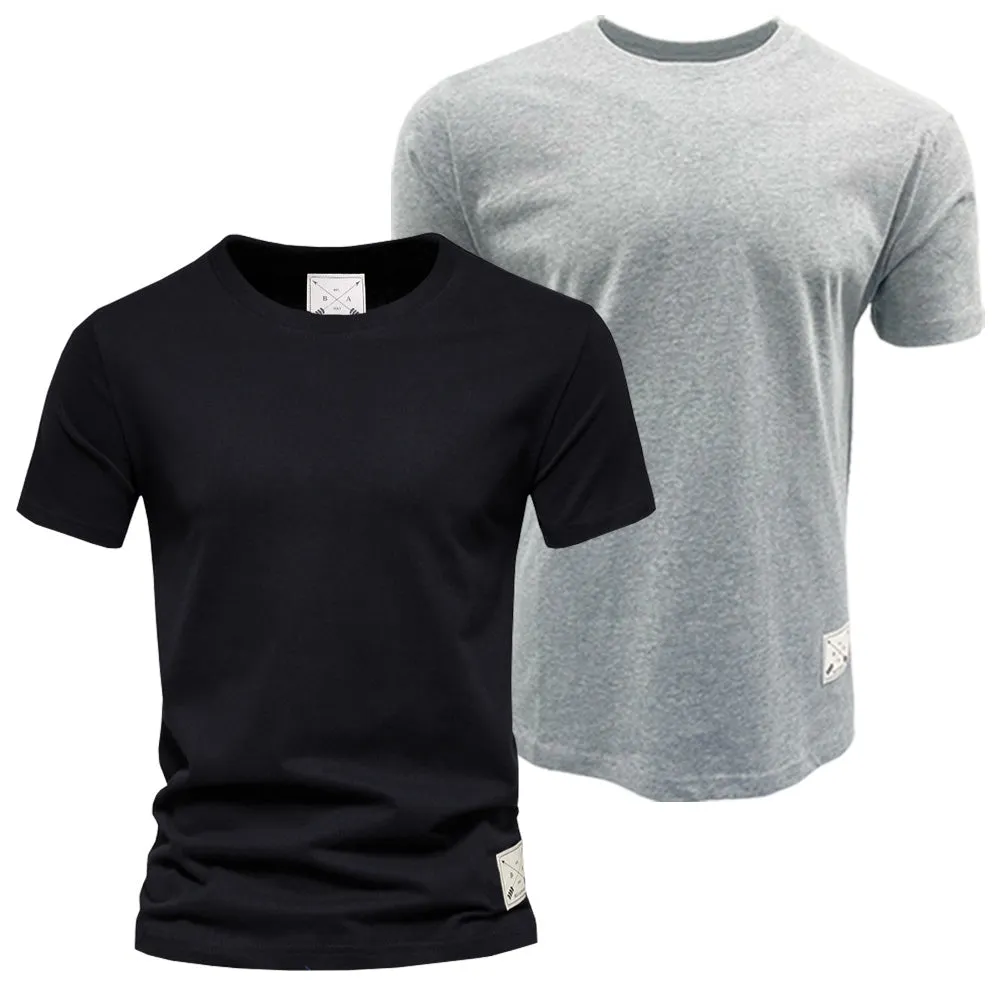 Men's 2 Pack Premium Crew Neck T-Shirts - Charcoal / White