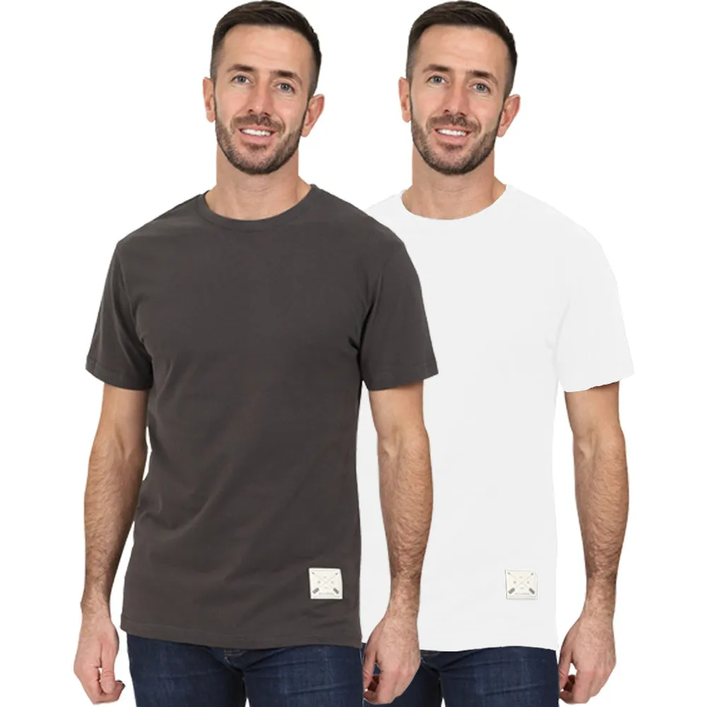Men's 2 Pack Premium Crew Neck T-Shirts - Charcoal / White