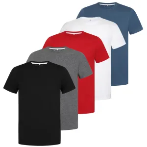 Men's 5 Pack Crew Neck Plain T-Shirt - Grey Mix