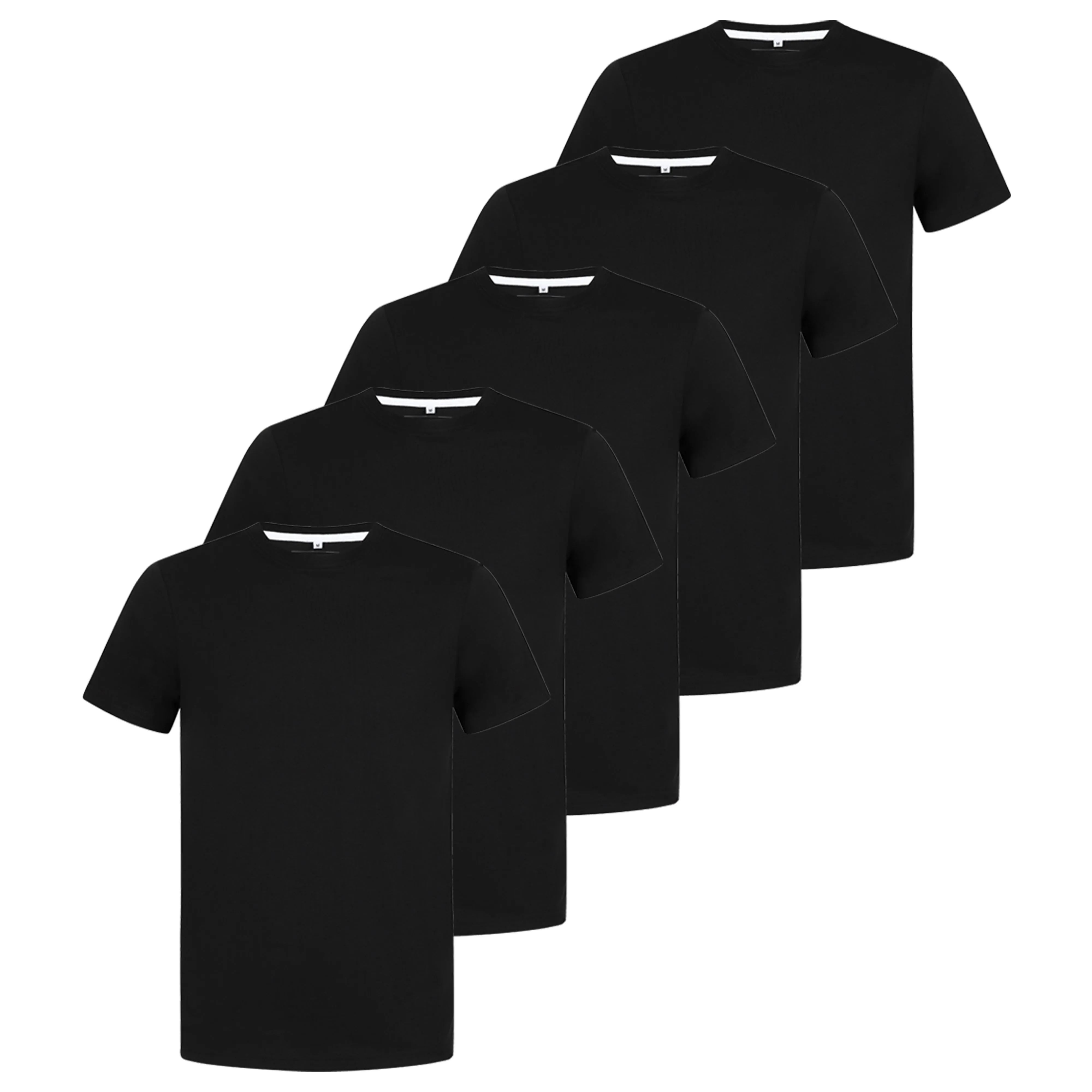 Men's 5 Pack Crew Neck Plain T-Shirt - Grey Mix