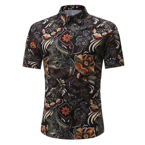 Men's Button down Tailor Fit Soft 100% Cotton Short Sleeve Dress Shirt Black Multi Color check casual And Formal