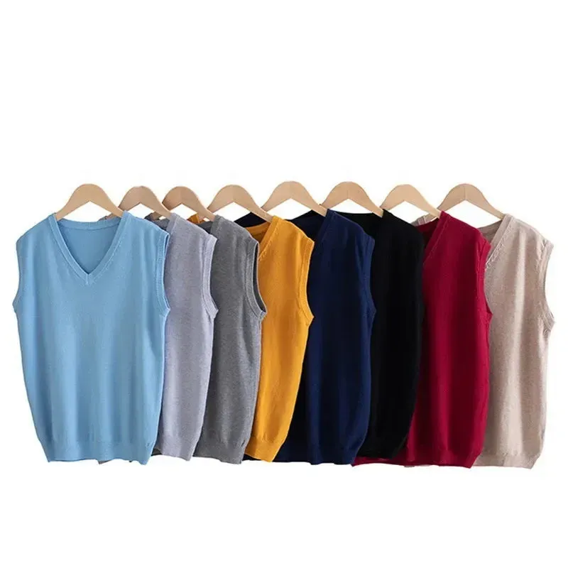 Men’s Cashmere Knitted Sweater Vest | V-Neck Solid Color Pullover | Classic Spring & Autumn Layering Top