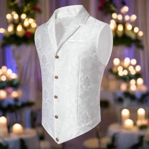 Men's Casual Polo Collar Single-breasted Jacquard Suit Vest
