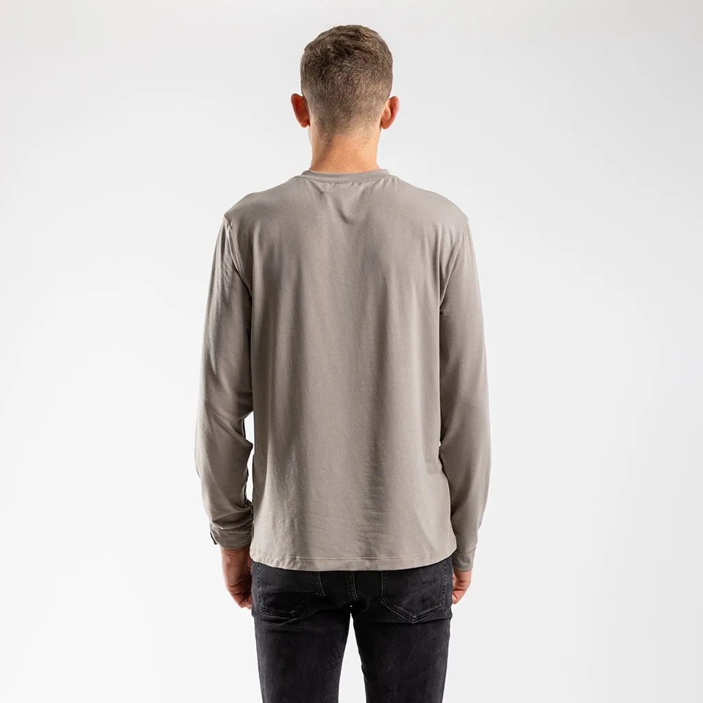 Men's Core Casual Long Sleeve T Shirt (Stone)
