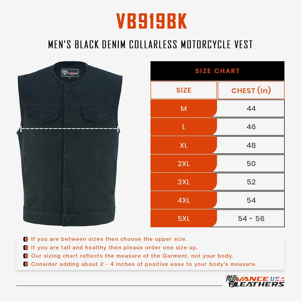 Men's Grey Denim Collarless Club Vest with Conceal Carry Pockets