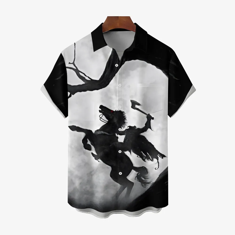 Men's Halloween Headless Horseman Short Sleeve Shirt 2408008312