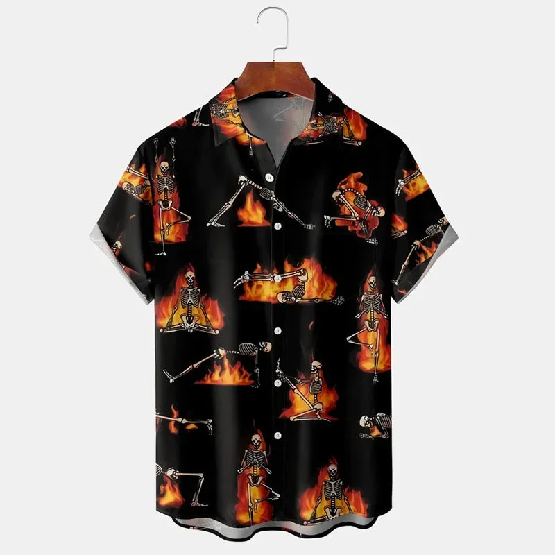 Men's Halloween Skull Printing Short Sleeve Shirt