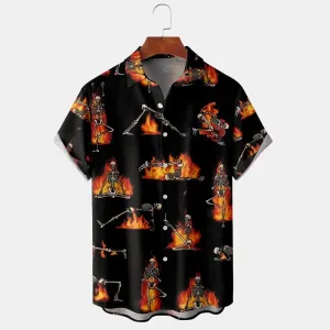 Men's Halloween Skull Printing Short Sleeve Shirt