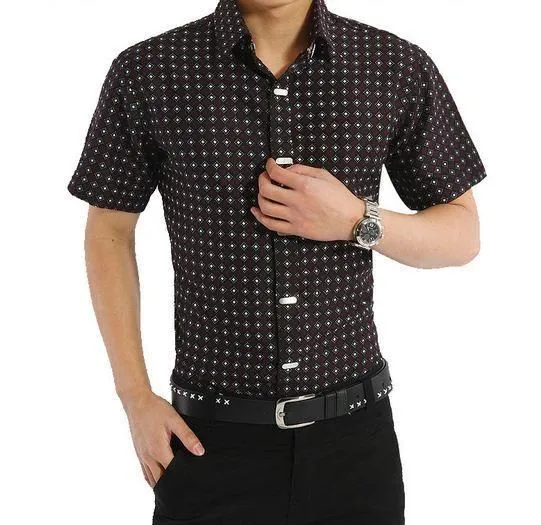 Men's Metal Decoration Lapel Dress Shirt Up To 3XL