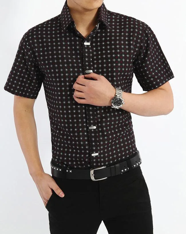 Men's Metal Decoration Lapel Dress Shirt Up To 3XL