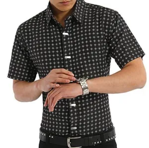 Men's Metal Decoration Lapel Dress Shirt Up To 3XL
