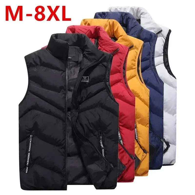 Men’s Plus Size Cotton Thicken Winter Vest – 7XL 8XL Warm Sleeveless Jacket for Men