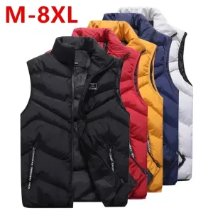 Men’s Plus Size Cotton Thicken Winter Vest – 7XL 8XL Warm Sleeveless Jacket for Men