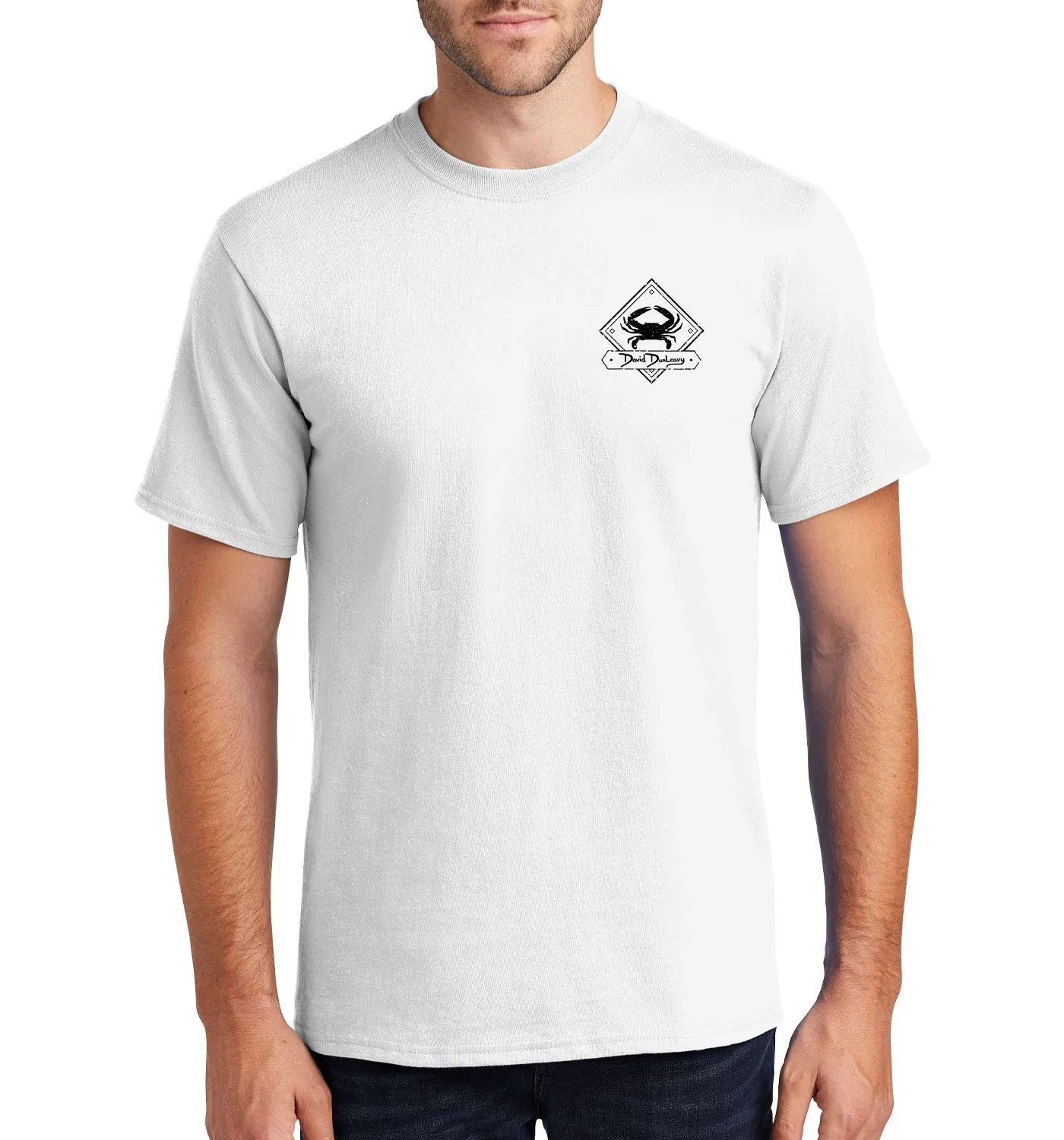 Men's Red White & Blue Crab Short Sleeve White Cotton T-Shirt