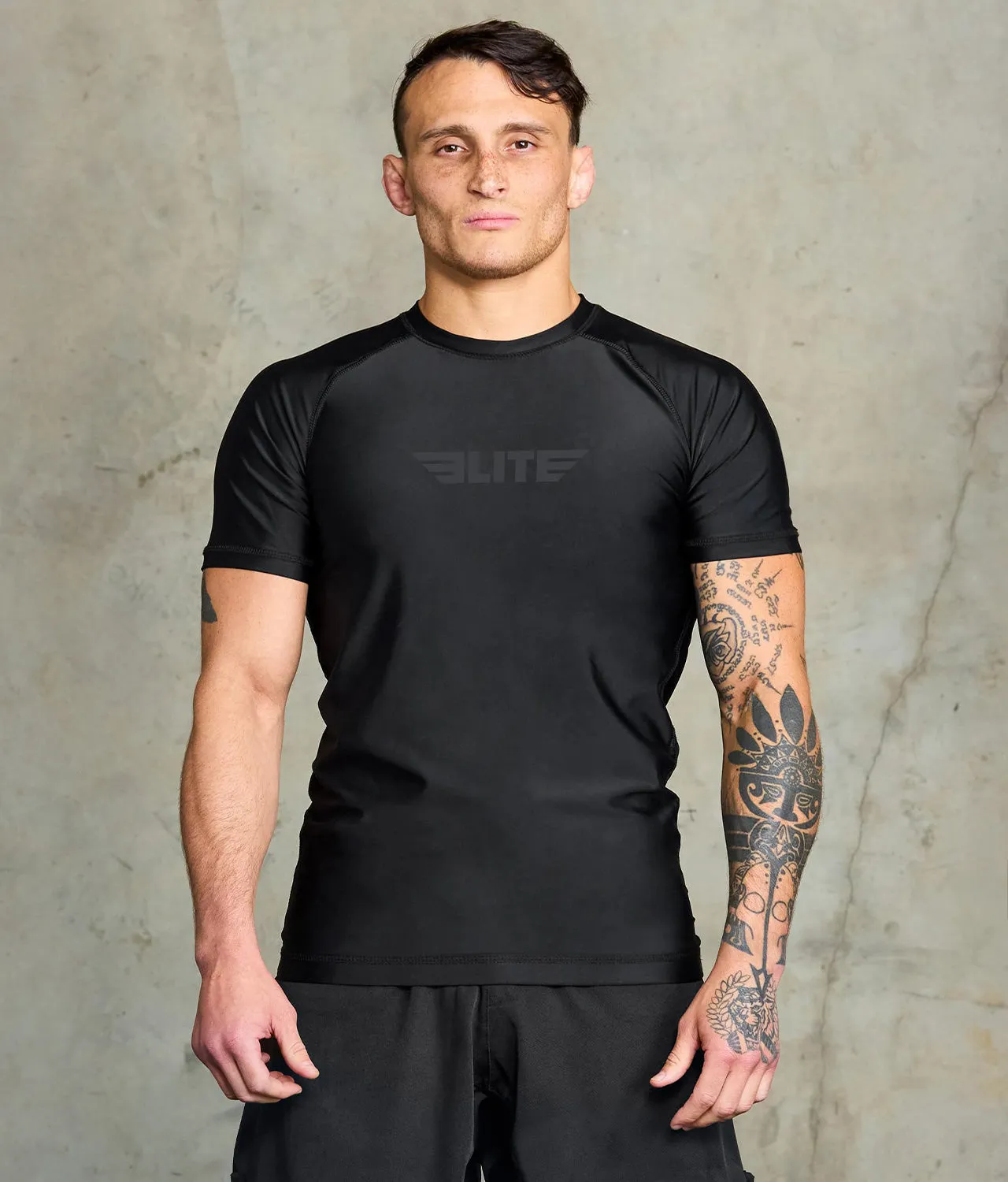 Men's Standard Black Short Sleeve No-Gi BJJ Rash Guard