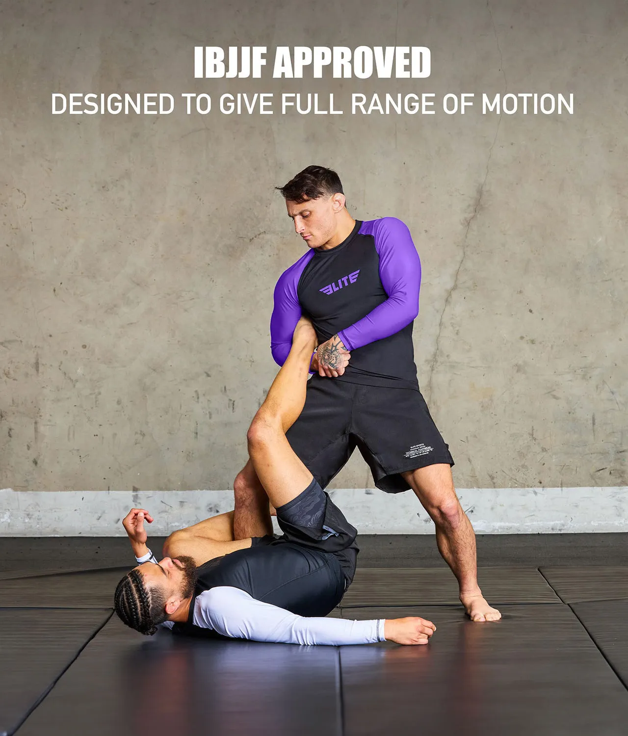 Men's Standard Purple Long Sleeve No-Gi BJJ Rash Guard