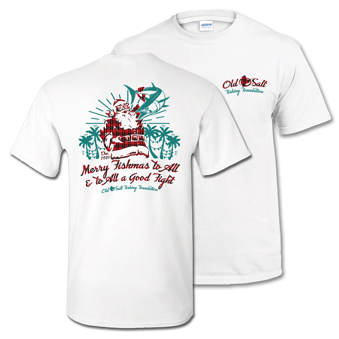 Merry Fishmas Santa - Unisex Short Sleeve Cotton Blend Tee