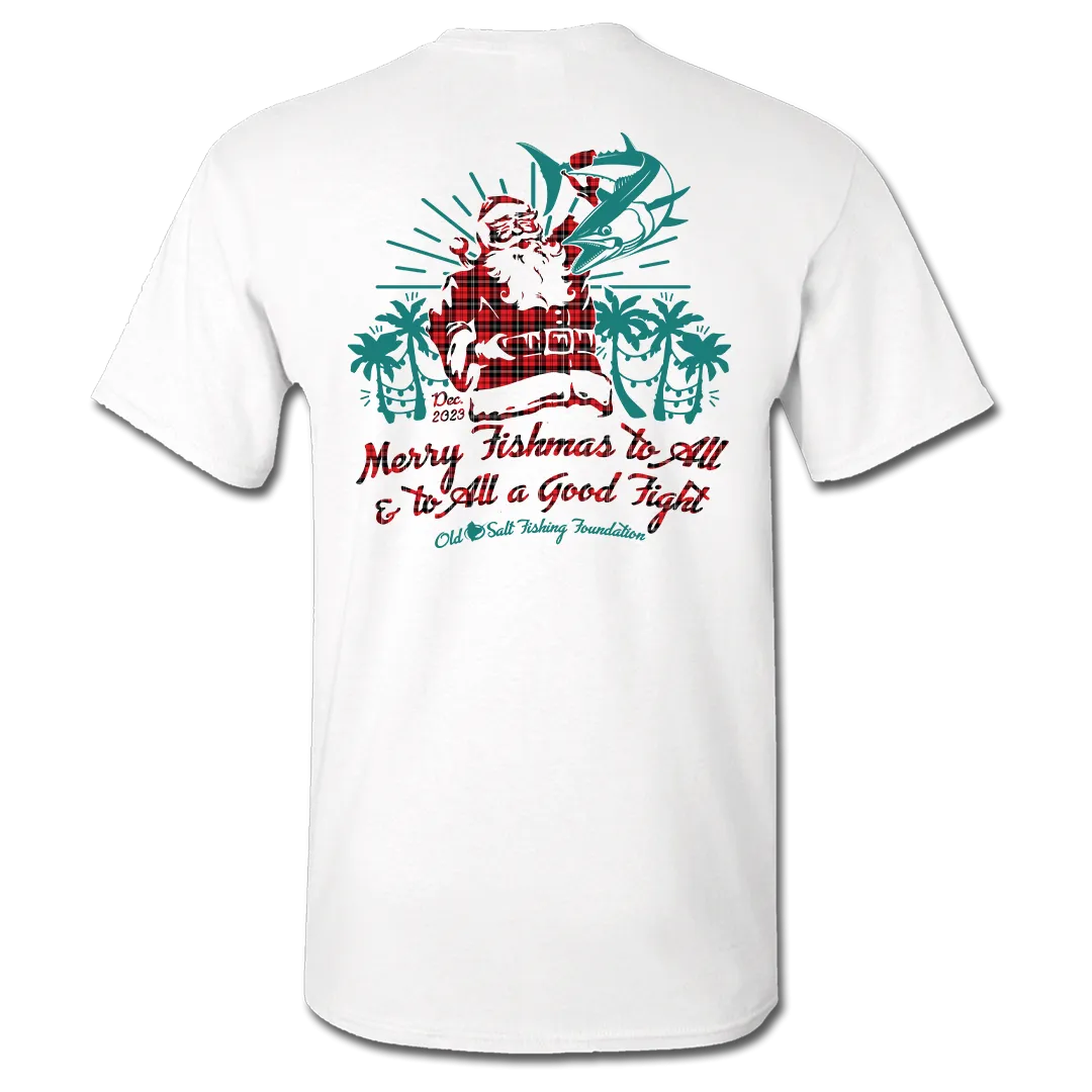 Merry Fishmas Santa - Unisex Short Sleeve Cotton Blend Tee