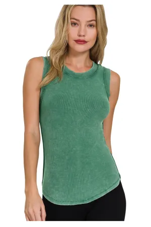 Mineral Washed Zen Green Tank