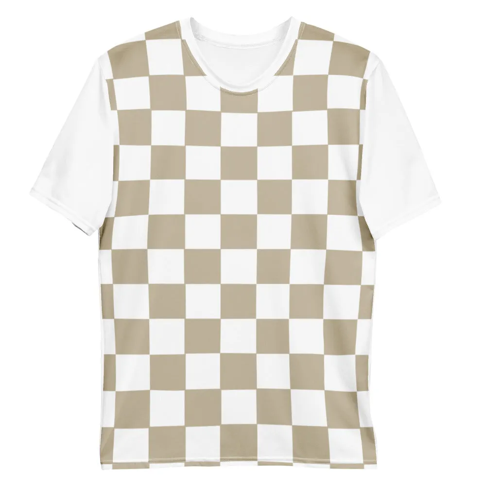 Mocca Chequered Flag - Sustainably Made Men's Short Sleeve Tee