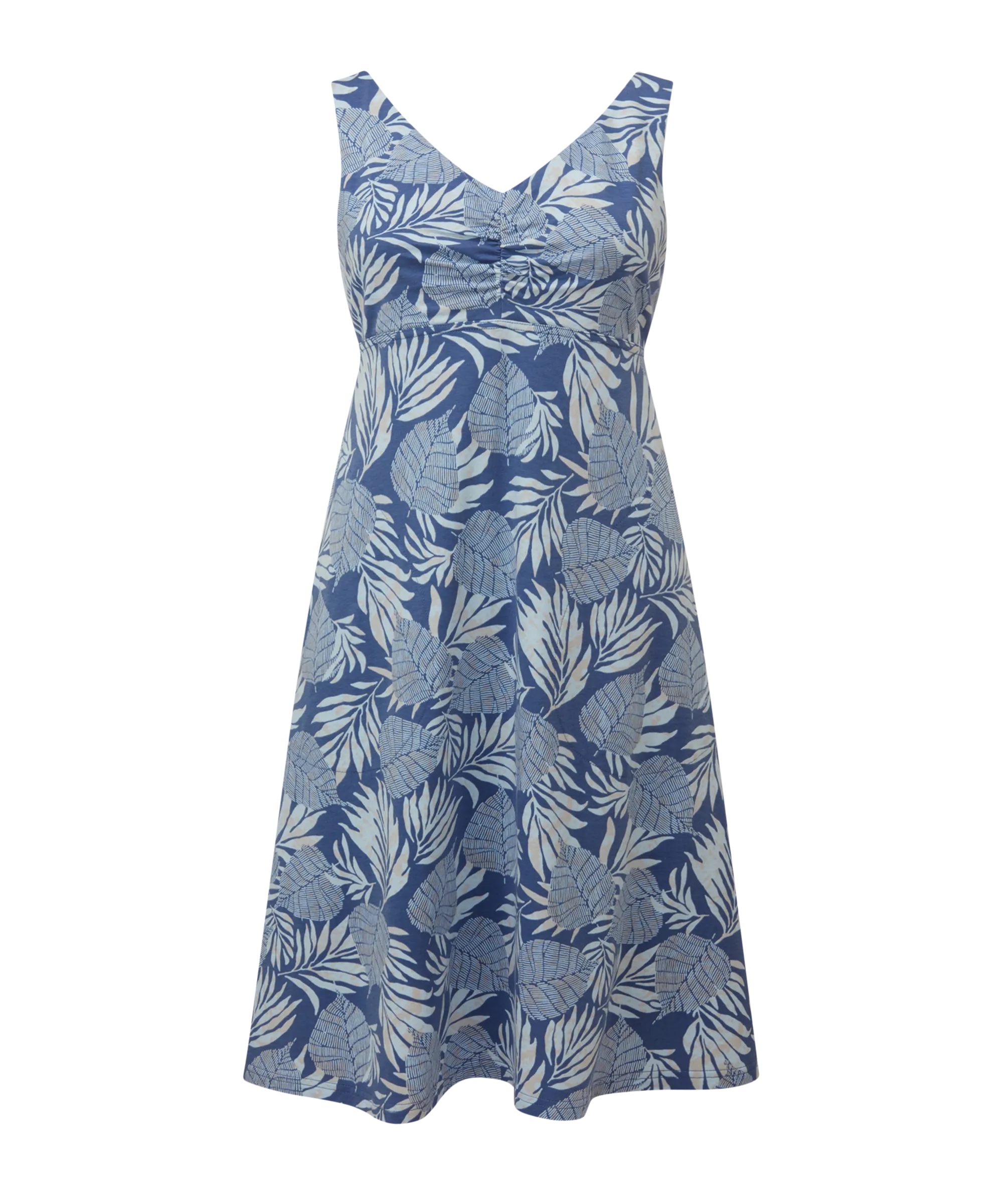 Neha Empire Dress - Seaport Blue Bhodi Leaf