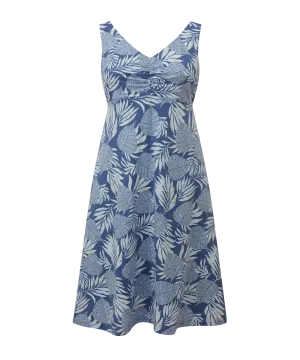 Neha Empire Dress - Seaport Blue Bhodi Leaf