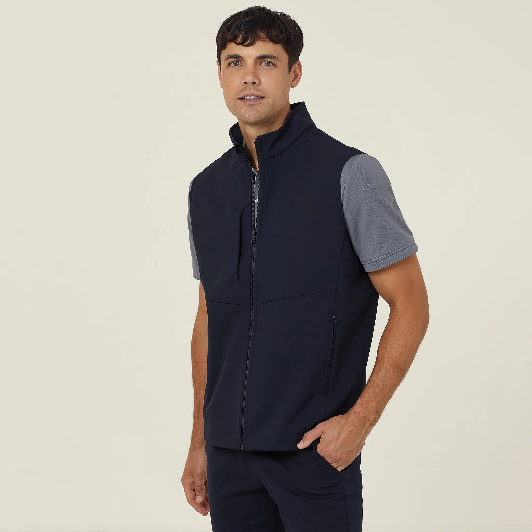 NNT Men's Bonded Fleece Zip Vest - Navy