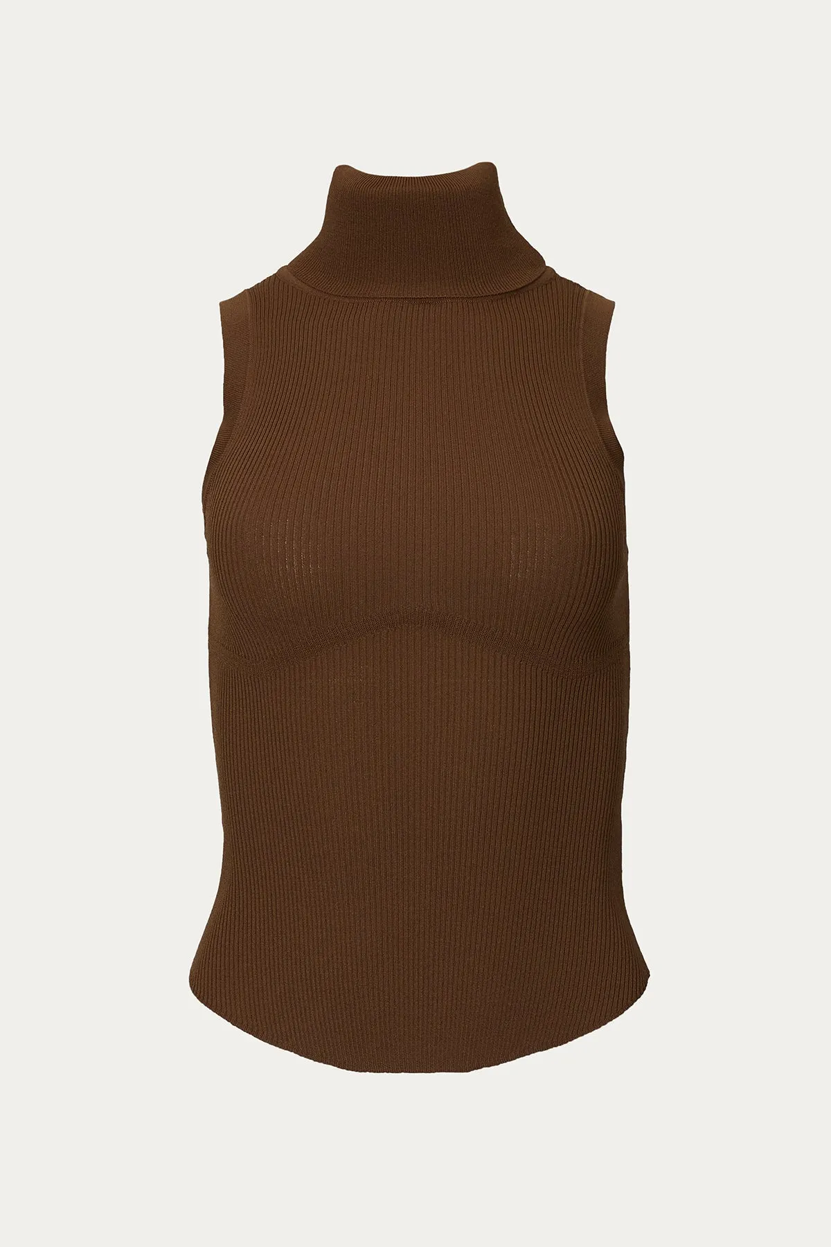 NOON RIBBED MODAL-BLEND JERSEY SLEEVELESS TURTLENECK TOP
