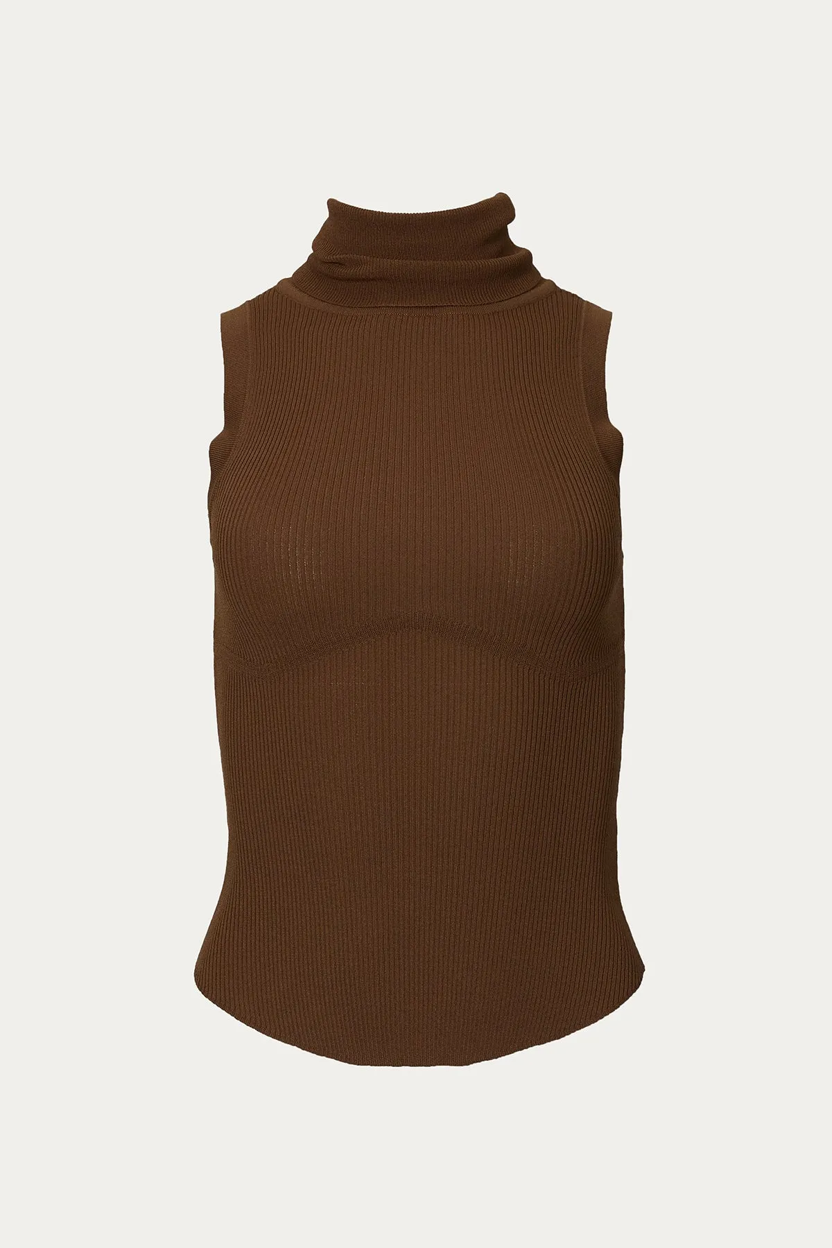 NOON RIBBED MODAL-BLEND JERSEY SLEEVELESS TURTLENECK TOP
