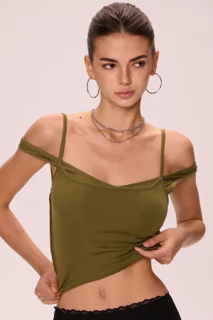 Olive Green Double Halter Top