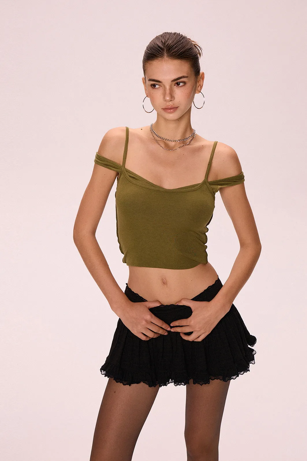 Olive Green Double Halter Top