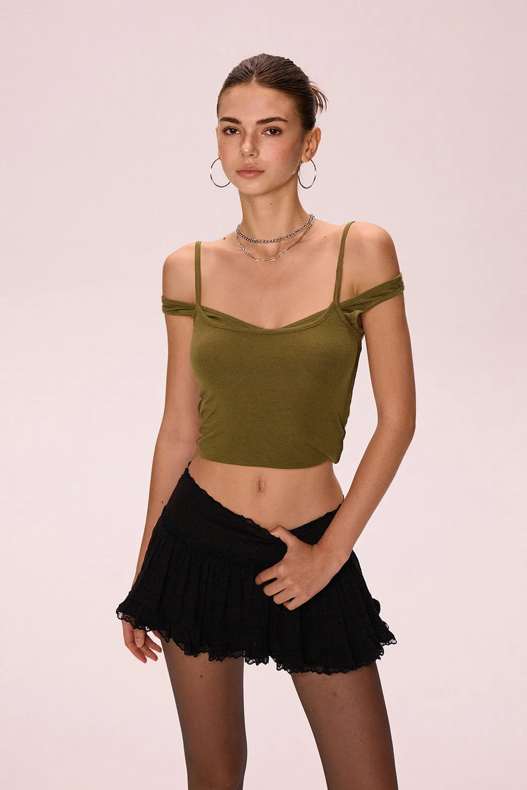 Olive Green Double Halter Top
