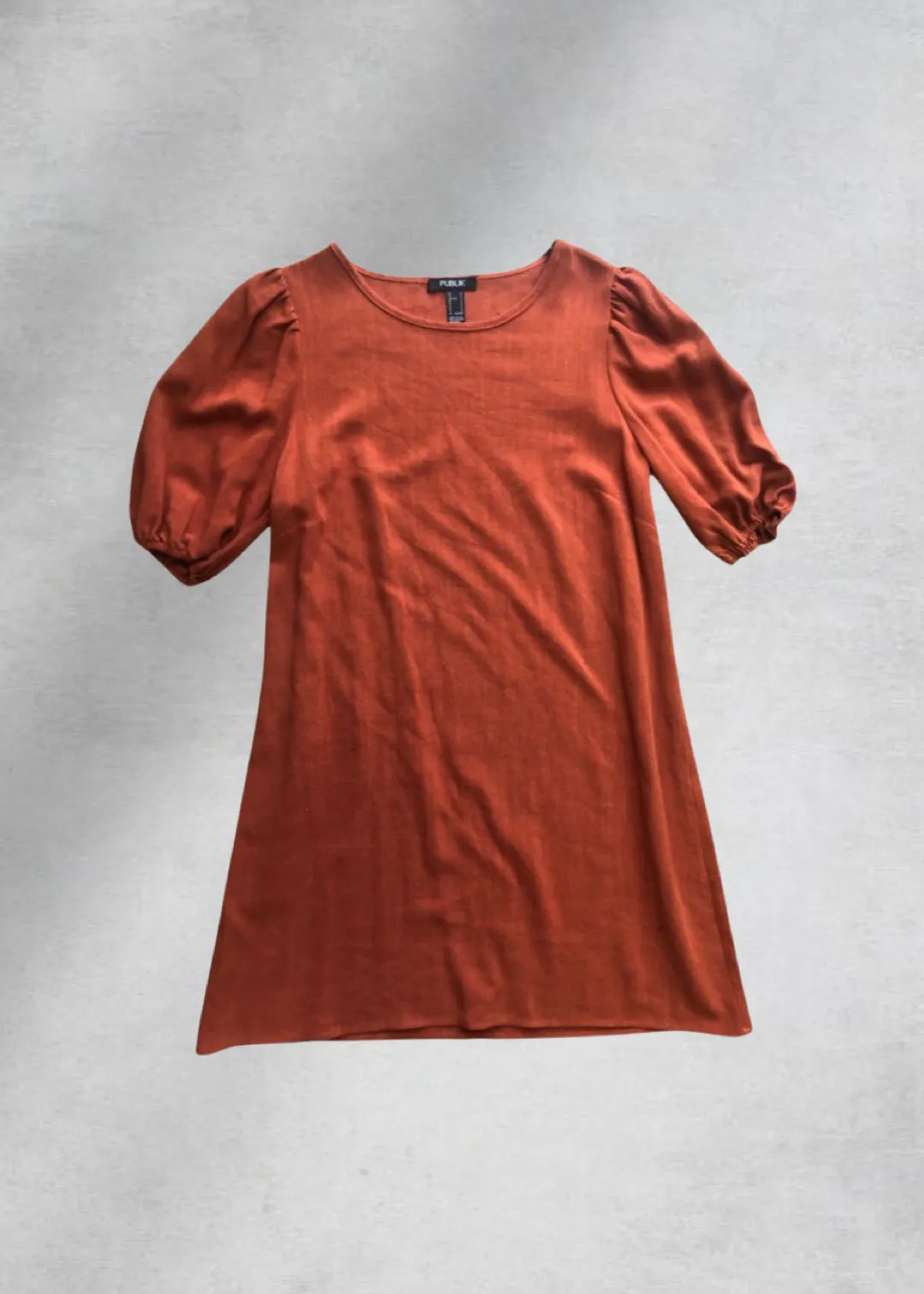 Olivia Puff Sleeve Shift Dress - Rust