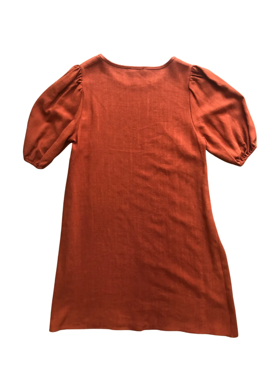 Olivia Puff Sleeve Shift Dress - Rust