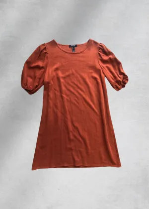 Olivia Puff Sleeve Shift Dress - Rust