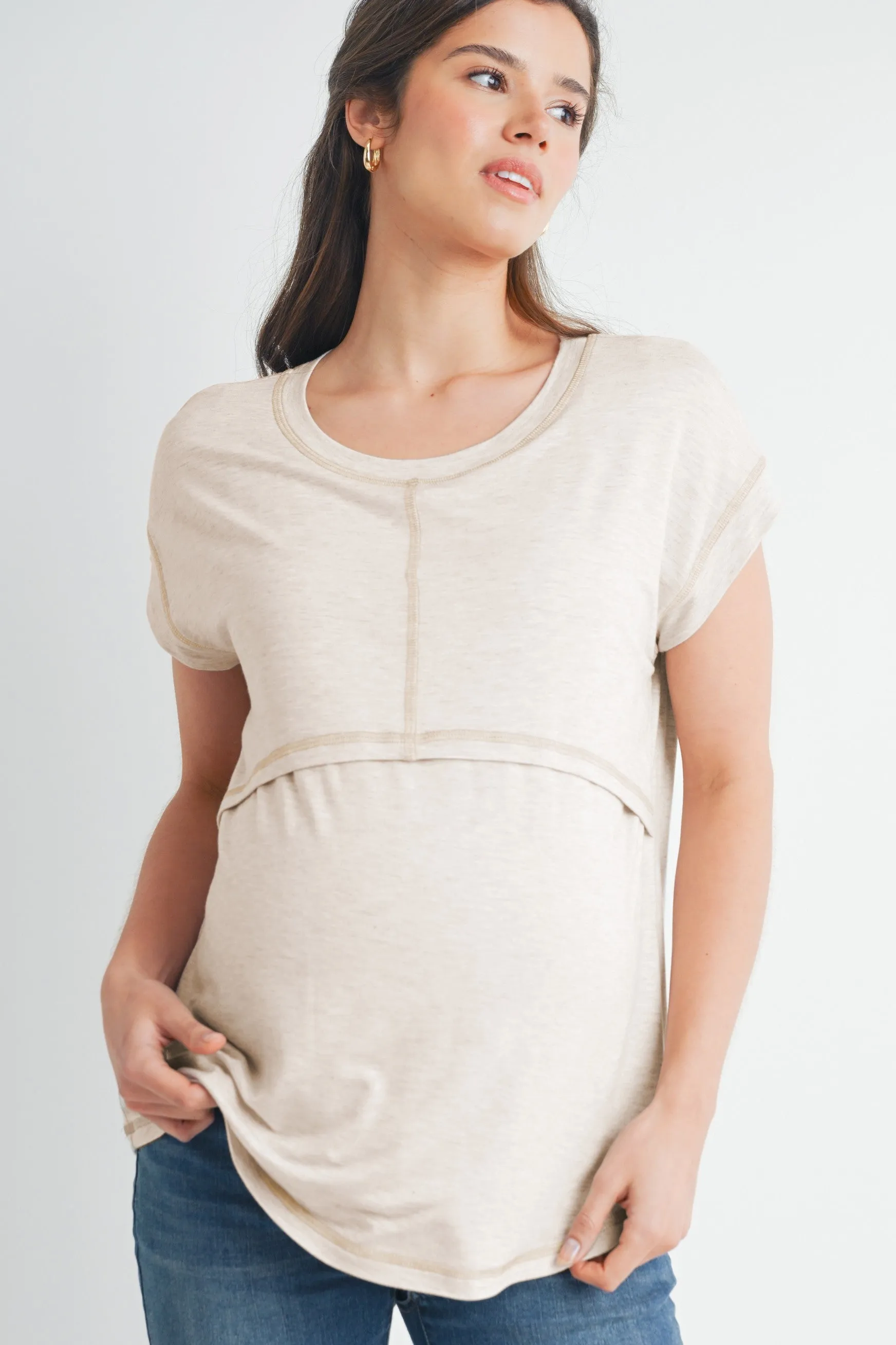 Ophelia Oatmeal Nursing Top