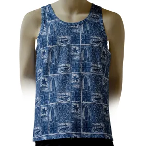 Paddle Block Men's Printed Tank Top - Hawaiian All Over Pattern Lightweight Fast-Drying Casual Men Unisex Texture Tank Top