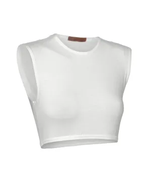 PB&J Ladies Modal Sleeveless Croptop - White