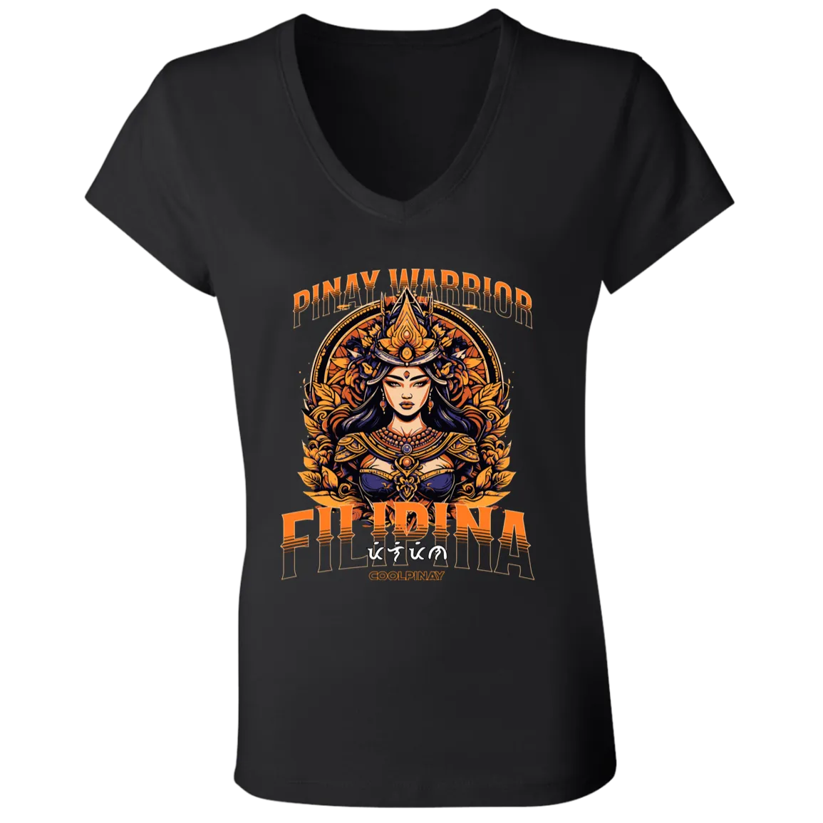 Pinay Warrior Filipina Ladies' Jersey V-Neck T-Shirt