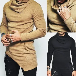 Plus Size 5XL Men's Turtleneck Hoodie - Long Sleeve Sweatshirt