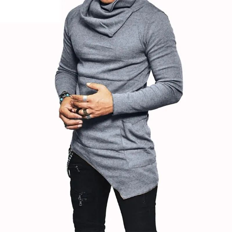 Plus Size 5XL Men's Turtleneck Hoodie - Long Sleeve Sweatshirt