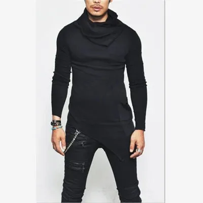 Plus Size 5XL Men's Turtleneck Hoodie - Long Sleeve Sweatshirt