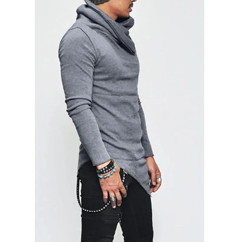 Plus Size 5XL Men's Turtleneck Hoodie - Long Sleeve Sweatshirt