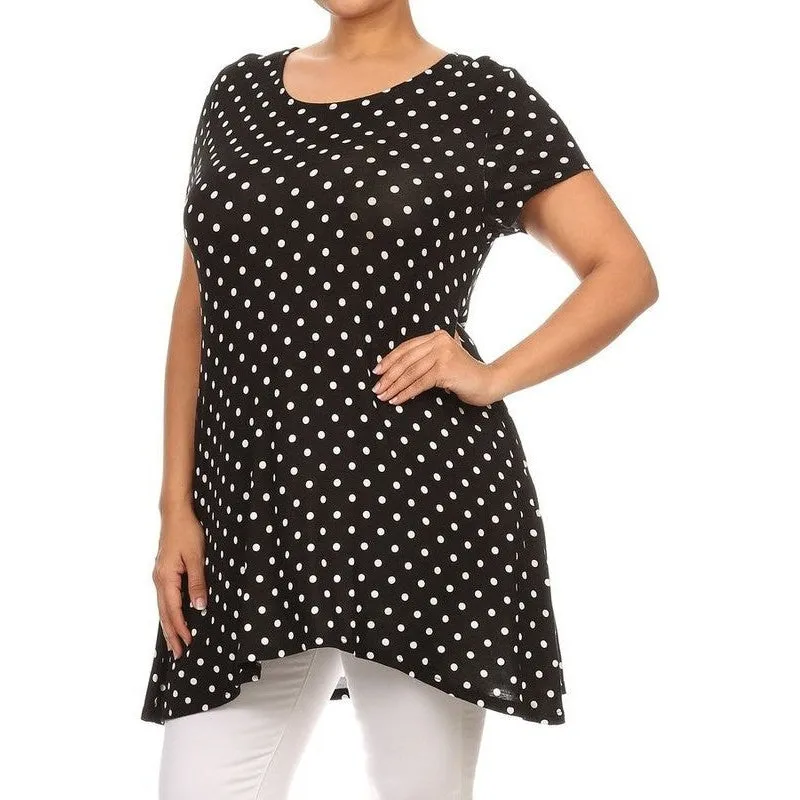 Plus size Polka dot print  short sleeve top
