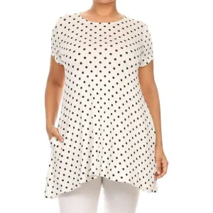 Plus size Polka dot print  short sleeve top
